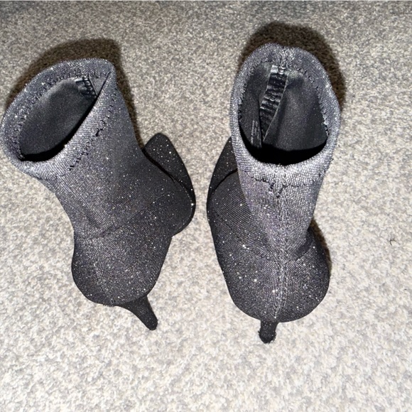 Brash Spicy Sparkle sock booties in black with a pointed toe and stiletto heel - Picture 8 of 11